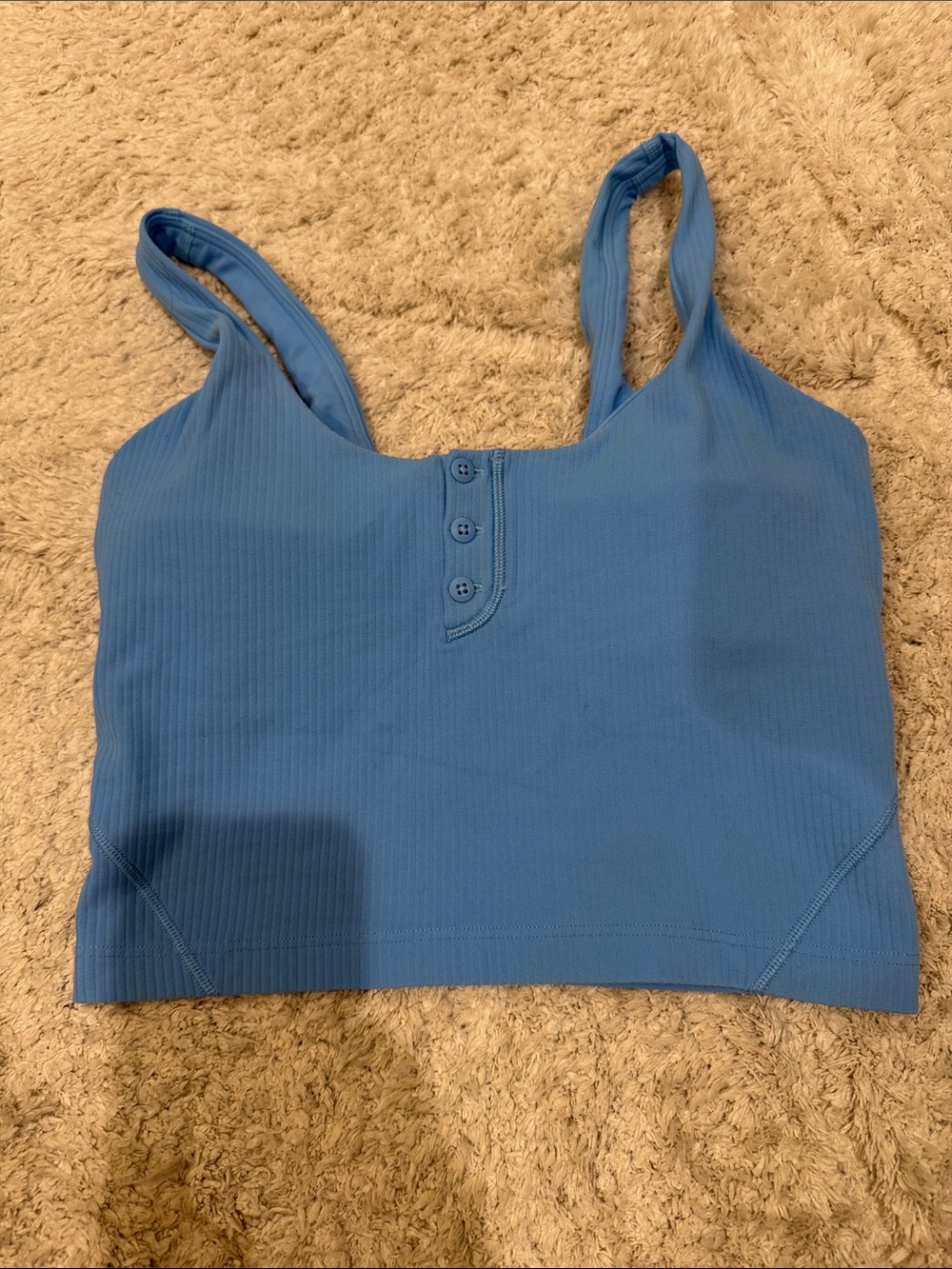 lululemon athletica Sky Blue Ribbed Henley Crop Tank
